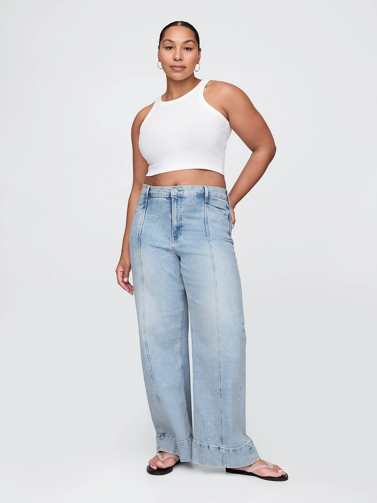 High Rise Stride Wide-Leg Ankle Jeans