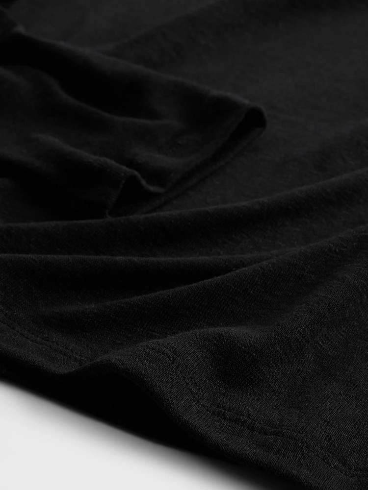 Linen-Blend Boatneck Crop T-Shirt