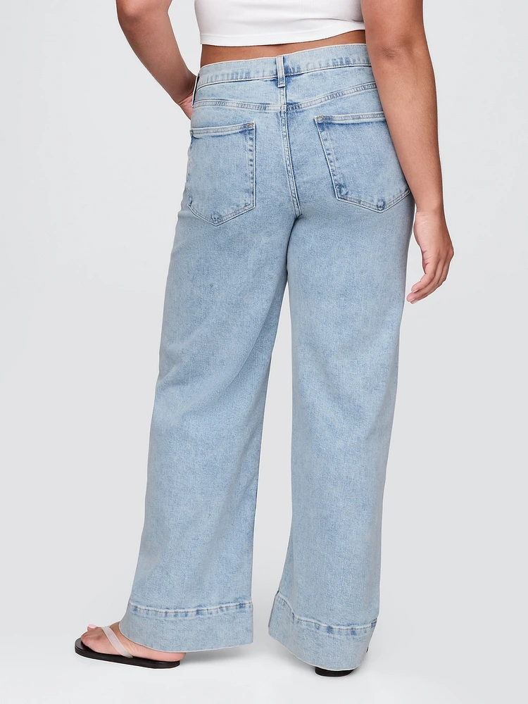 High Rise Stride Wide-Leg Ankle Jeans