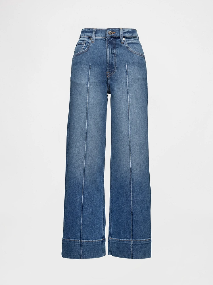 High Rise Stride Wide-Leg Ankle Jeans