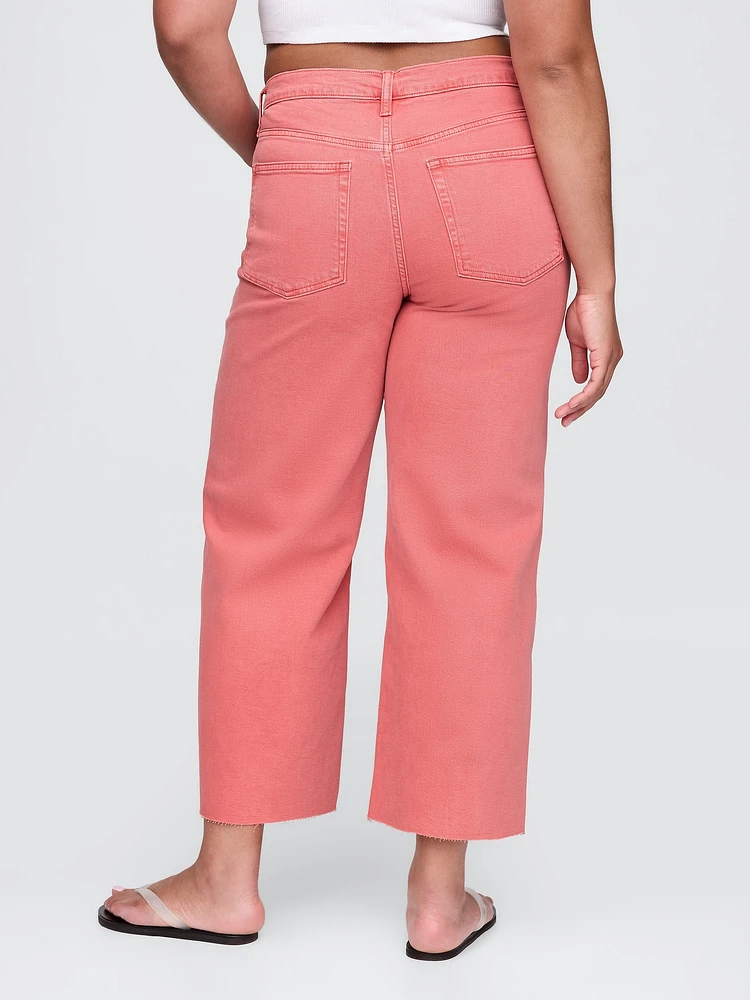 High Rise Stride Wide-Leg Ankle Jeans