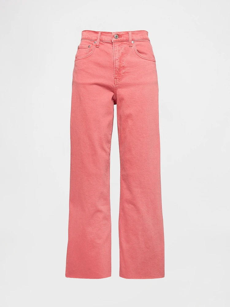 High Rise Stride Wide-Leg Ankle Jeans