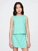 Kids Linen-Cotton Scalloped Top