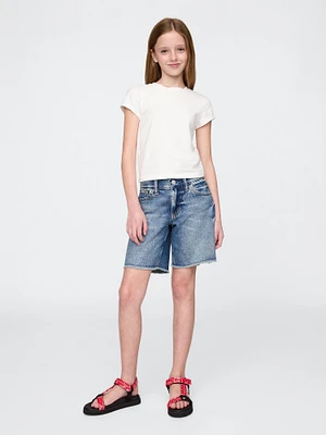 Kids Low Rise Stride Denim Bermuda Shorts