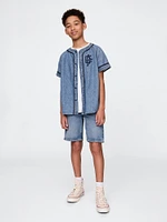 Kids Denim Logo Baseball Jersey