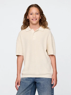 Kids Rib Sweater Polo Shirt