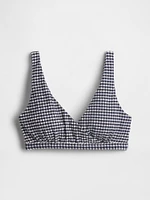 Seersucker Gingham Crossover Bikini Top