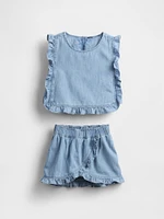 Baby & Toddler Denim Ruffle Skort Set