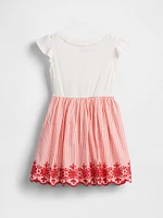 Baby & Toddler Mixed Media Flutter-Sleeve Dress