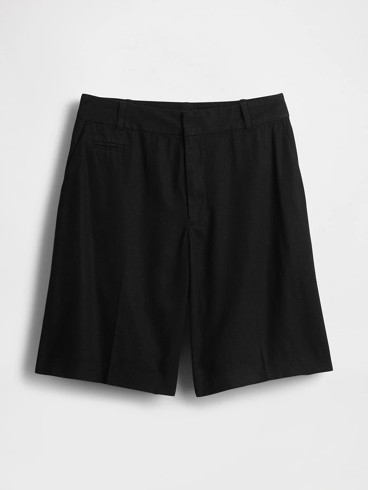 365 Low Rise Linen-Blend Trouser Shorts
