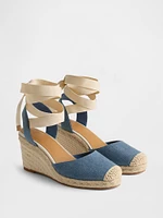 Denim Espadrille Wedge Sandals