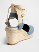 Denim Espadrille Wedge Sandals