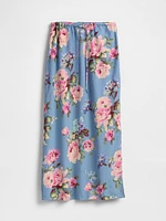 Linen-Blend Midi Skirt
