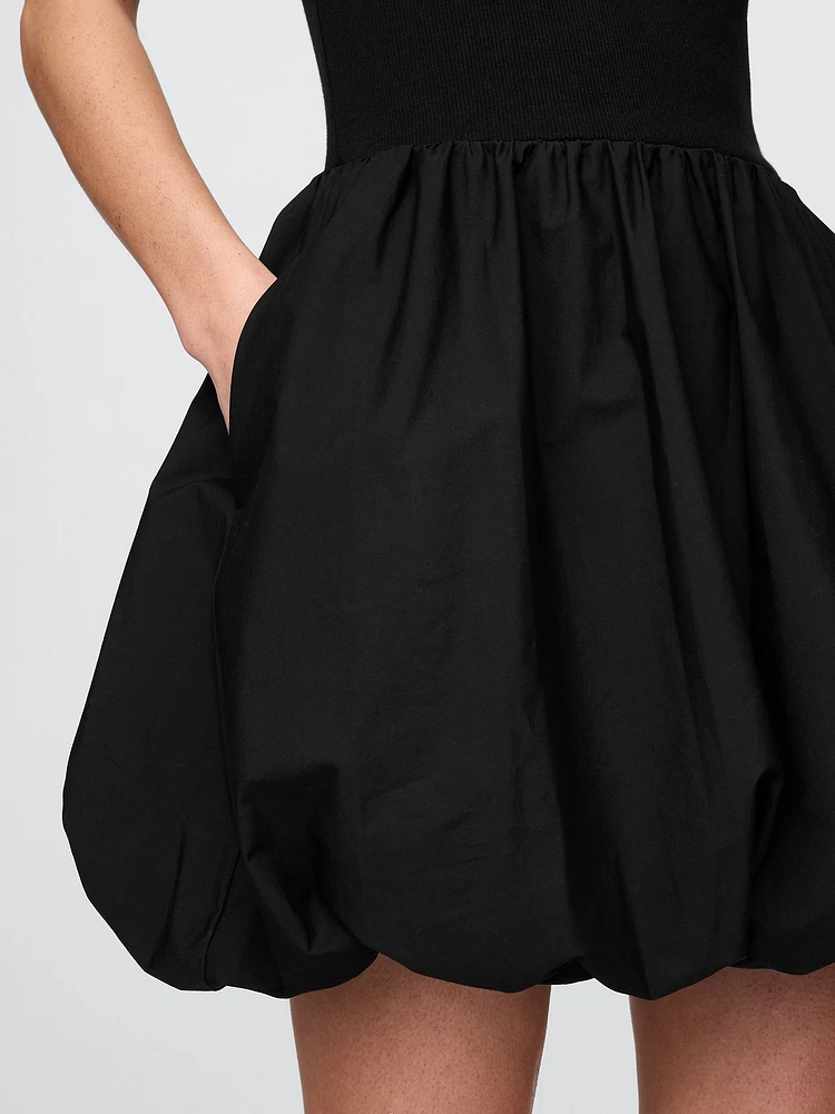 Mixed Media Bubble Mini Dress