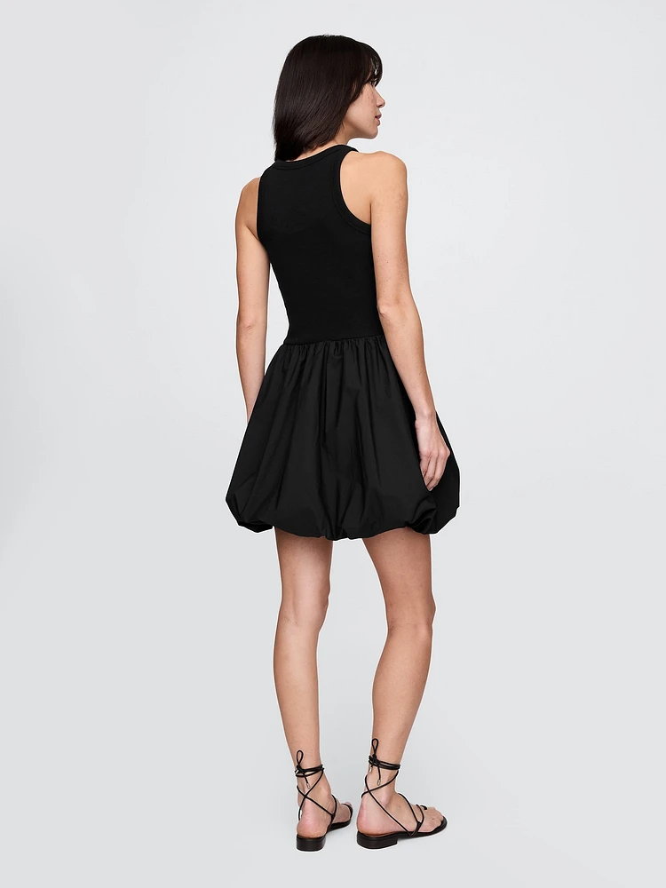 Mixed Media Bubble Mini Dress