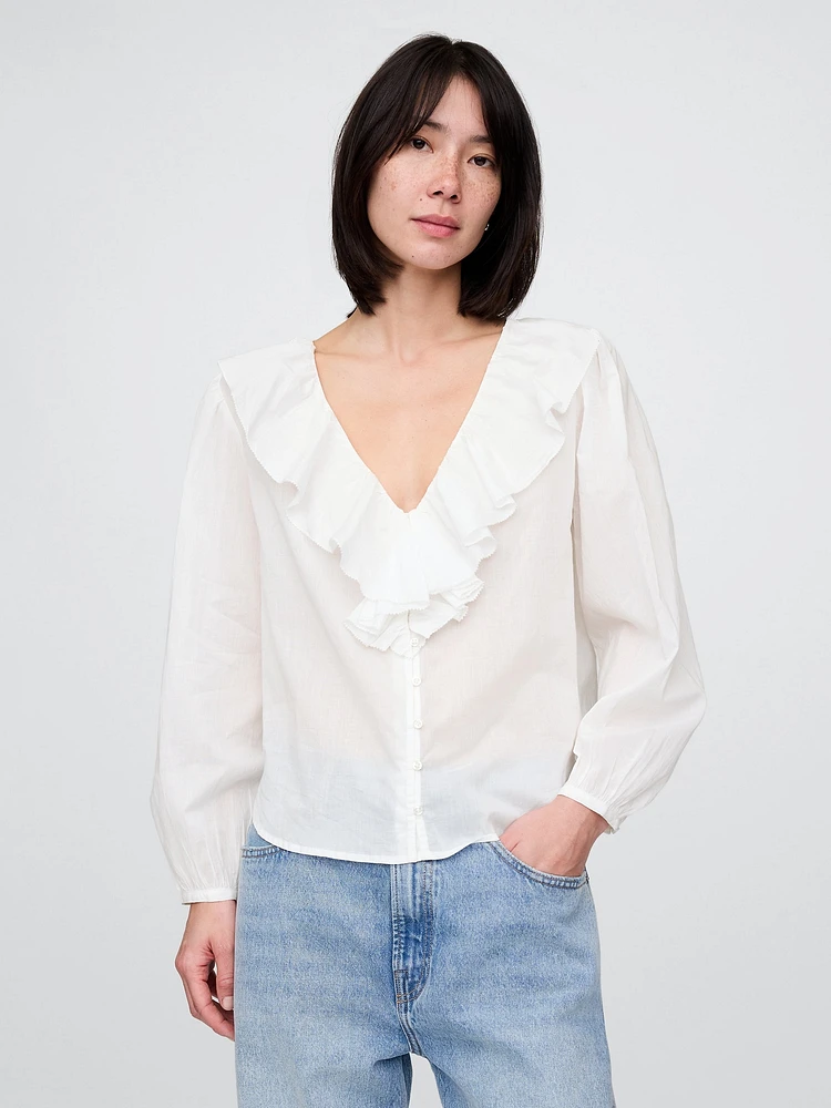 Ruffle V-Neck Shirt