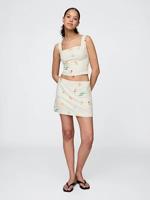 Linen-Blend Mini Skort