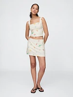 Linen-Blend Mini Skort