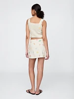 Linen-Blend Mini Skort