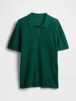 Textured Crochet Polo Shirt