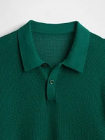 Textured Crochet Polo Shirt