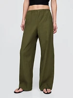 Linen-Blend Easy Wide-Hem Pants