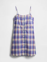 Linen-Blend Tie-Back Mini Dress