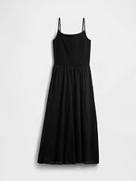 Compact Jersey Mixed Media Maxi Dress