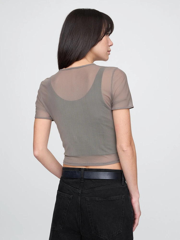 Mesh Cropped T-Shirt