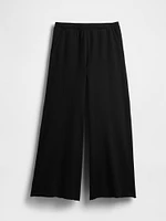 French Terry Wide-Leg Rolled Hem Sweatpants