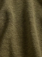 Linen-Blend Cropped V-Neck T-Shirt