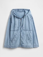Denim Ripstop Oversized Anorak Zip Jacket