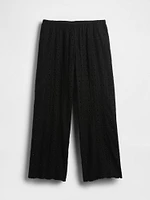 Mid Rise Eyelet Easy Wide-Leg Pants