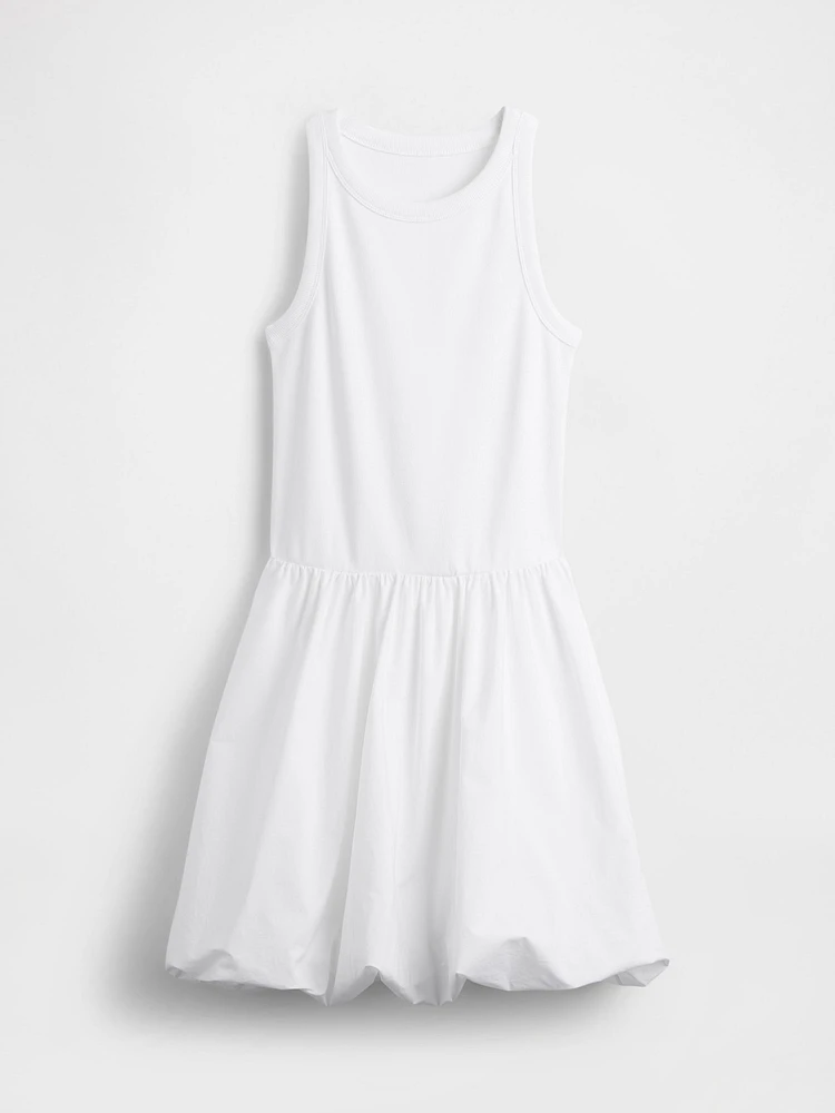Mixed Media Bubble Mini Dress