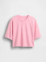 French Terry Cropped Rolled Hem Sweatshirt
