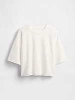 French Terry Cropped Rolled Hem Sweatshirt