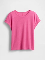 Linen-Blend Roll-Cuff T-Shirt