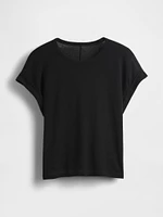 Linen-Blend Roll-Cuff T-Shirt