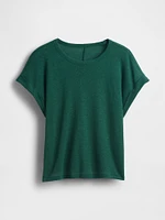 Linen-Blend Roll-Cuff T-Shirt