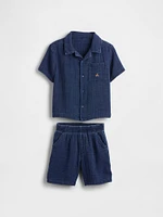 Baby & Toddler Crinkle Gauze Denim Outfit Set