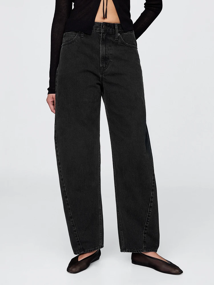Curvy High Rise Barrel Jeans