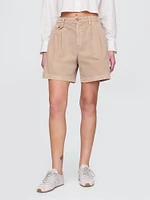 6" Mid Rise Twill Pleated Trouser Shorts