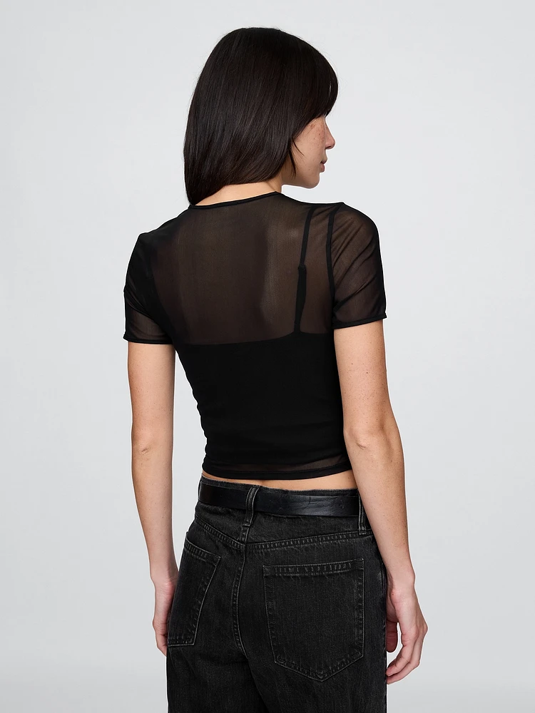Mesh Cropped T-Shirt