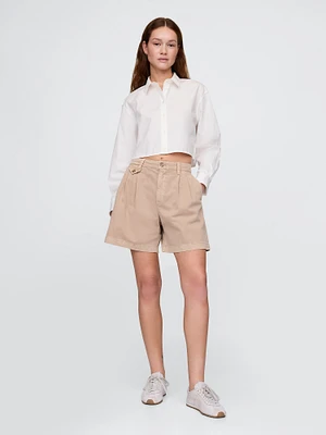 6" Mid Rise Twill Pleated Trouser Shorts