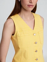 Denim V-Neck Mini Dress