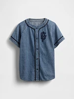 Kids Denim Logo Baseball Jersey