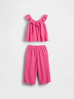 Baby & Toddler Gauze Eyelet Ruffle Outfit Set