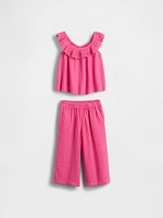 Baby & Toddler Gauze Eyelet Ruffle Outfit Set