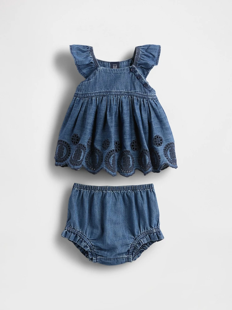 Baby Denim Eyelet Outfit Set