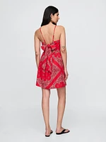 Linen-Blend Tie-Back Mini Dress
